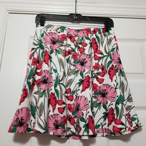 French Grey - Floral Mini Swing Skirt - Pink/Green - Size Medium